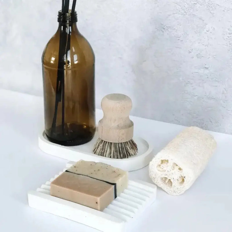 Concrete Large Soap Dish - White - Body Care Accessories